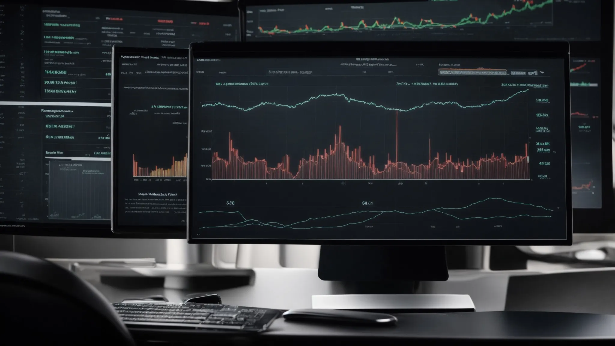 a close-up of a computer screen displaying graphs and charts related to website analytics.