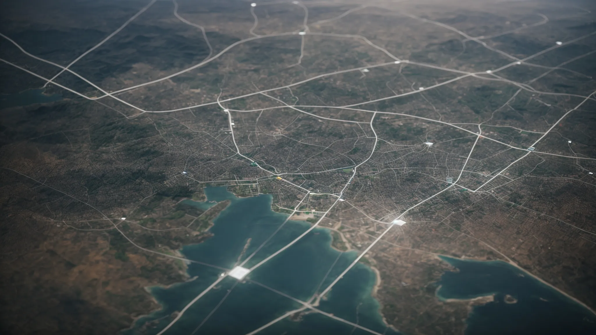 a digital map pinpointing multiple locations with a network connecting them to a central hub.