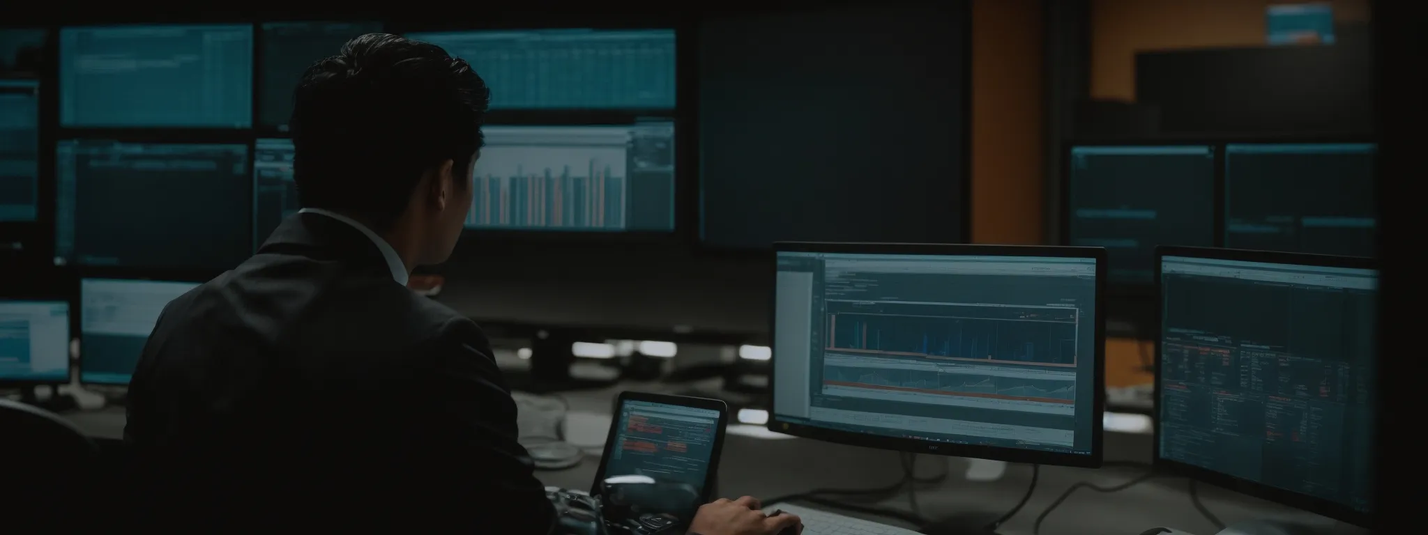 an it professional intently scrutinizes data on a computer screen, reflecting a comprehensive site audit in progress.