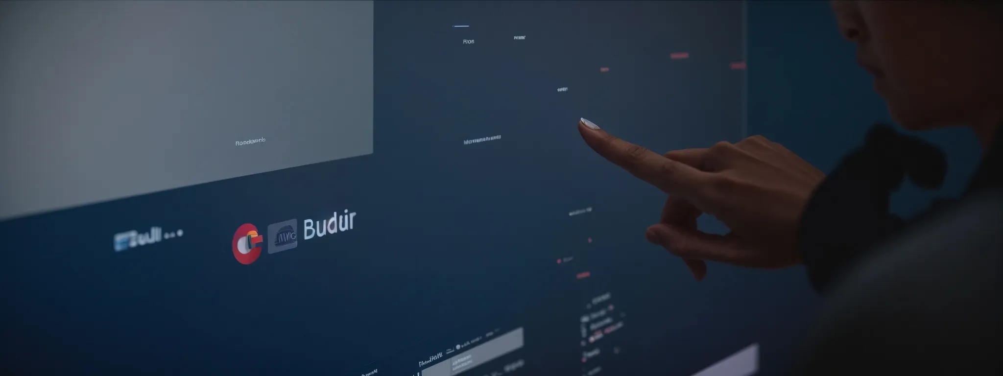 a web developer presses a virtual 