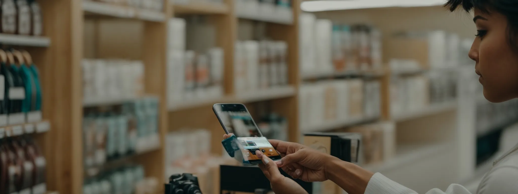 a shopper points their smartphone camera at a product to instantly retrieve similar items on an e-commerce platform.