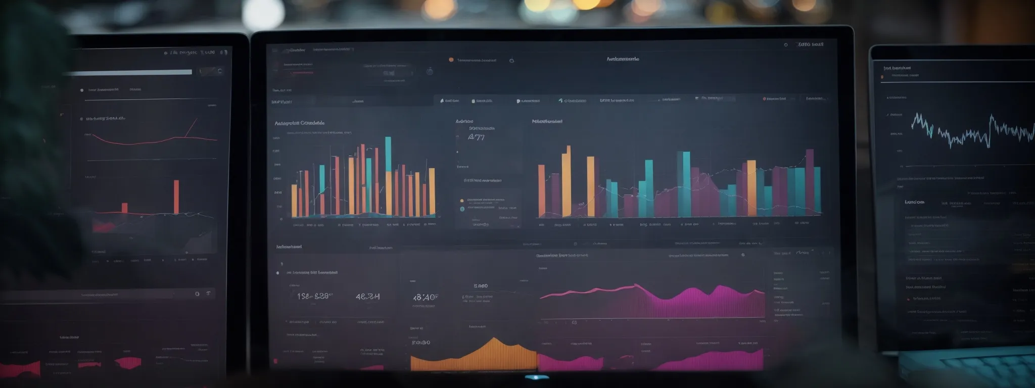 a computer screen displaying an analytics dashboard for tracking email campaign performance, with colorful charts and graphs.