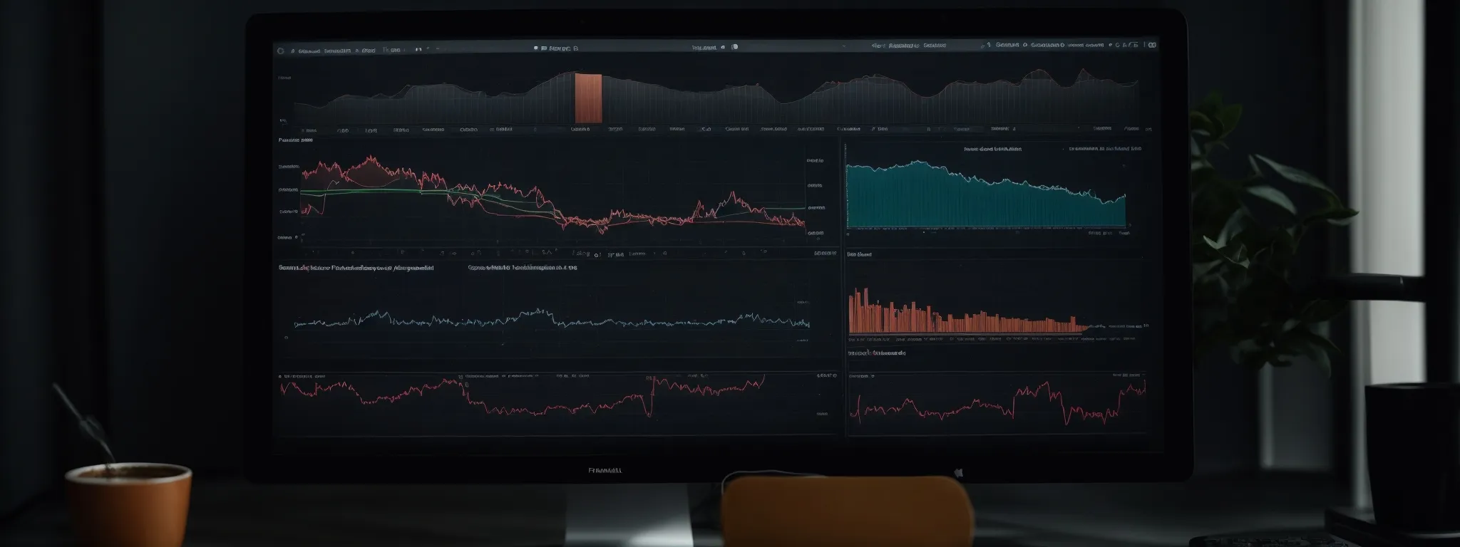 a computer screen displaying rising analytics graphs, symbolizing increased website traffic.