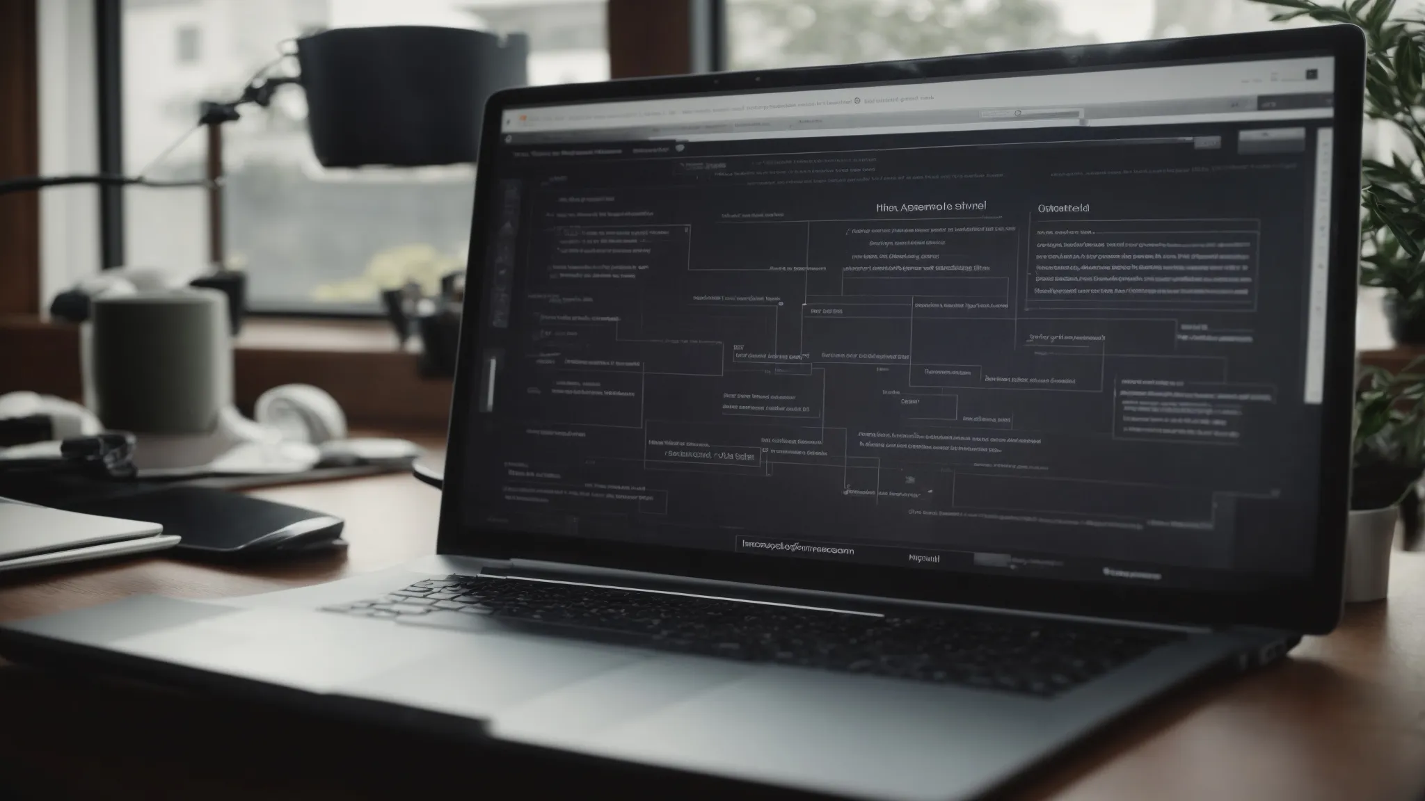 a computer screen displaying a flowchart with various website page links demonstrating site hierarchy for seo optimization.
