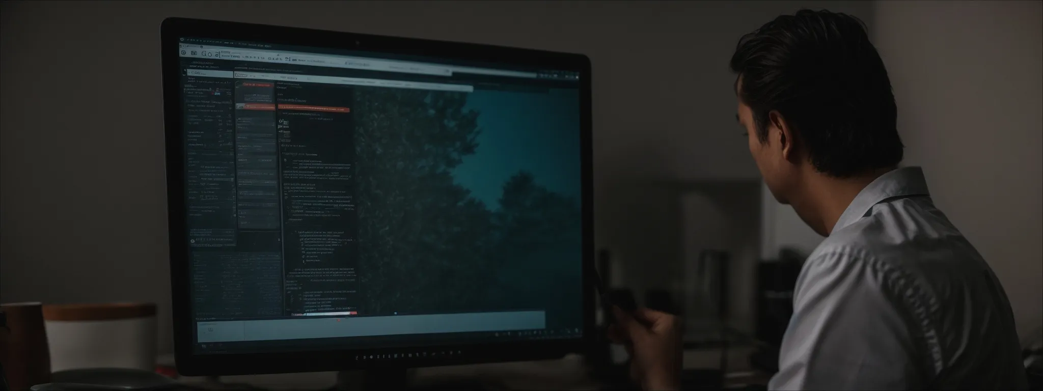 a professional at a computer carefully reviewing and correcting website links.