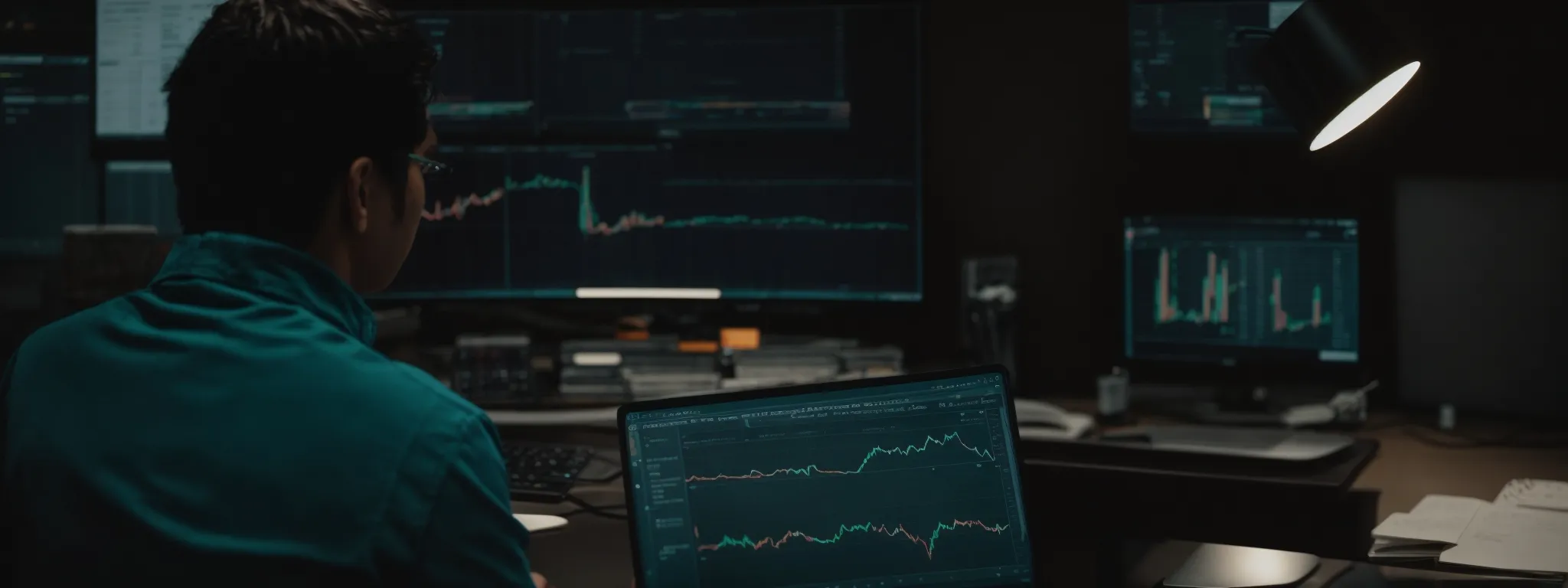a person analyzing charts and graphs on a computer screen, reflecting on digital marketing strategies.
