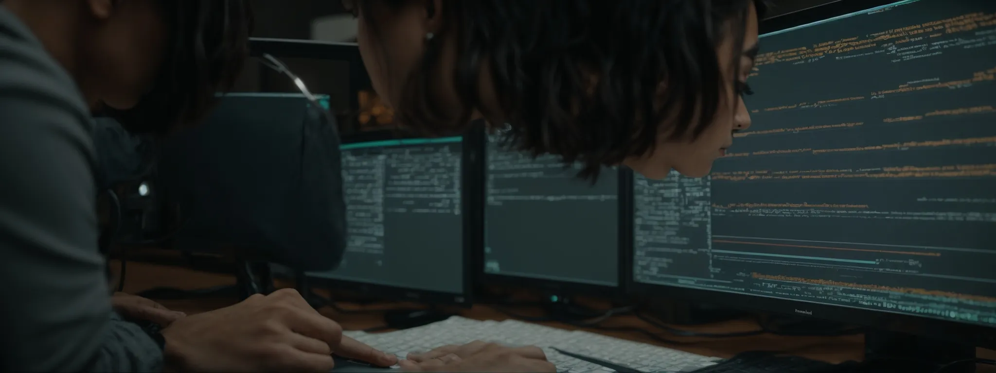 a professional meticulously fine-tuning the code on a computer screen for optimal website performance.