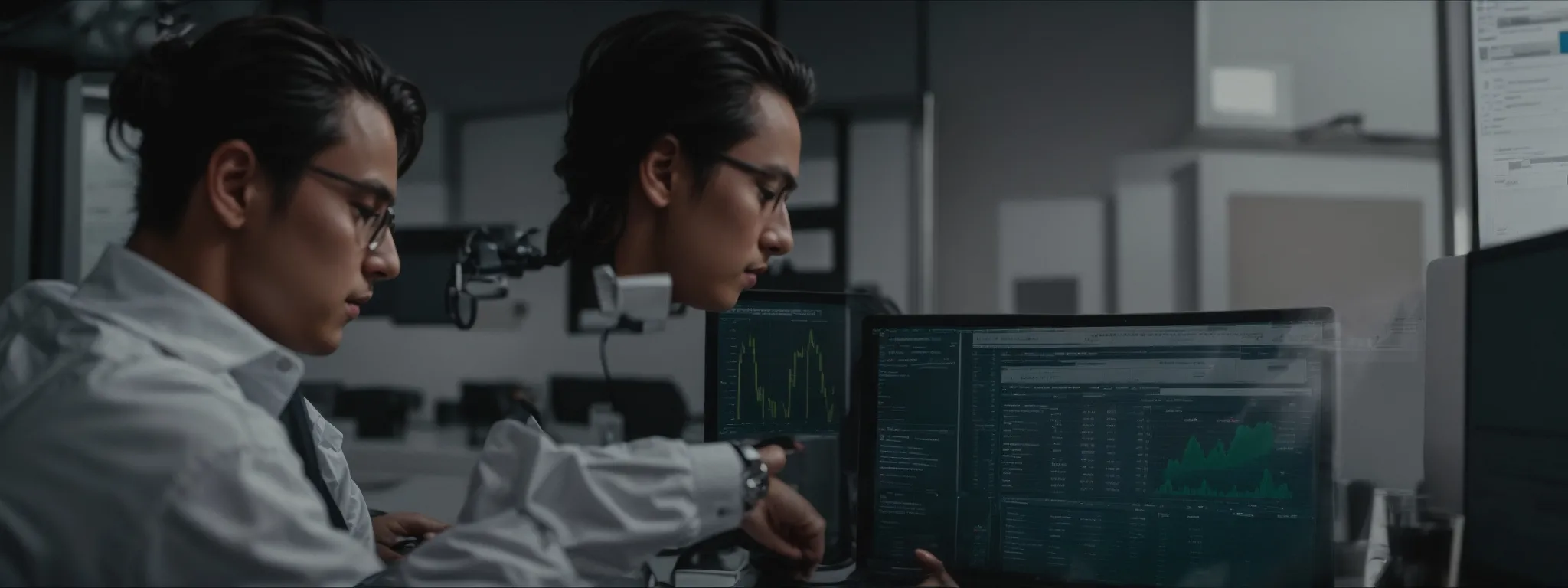 a webmaster consults an analytics dashboard to review the health of a website’s seo performance.