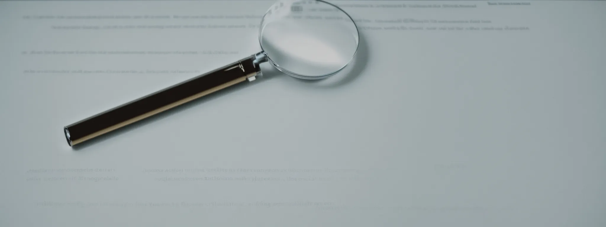 a magnifying glass hovering over a webpage without any identifying features, deliberating the hidden aspects of a website's seo power.
