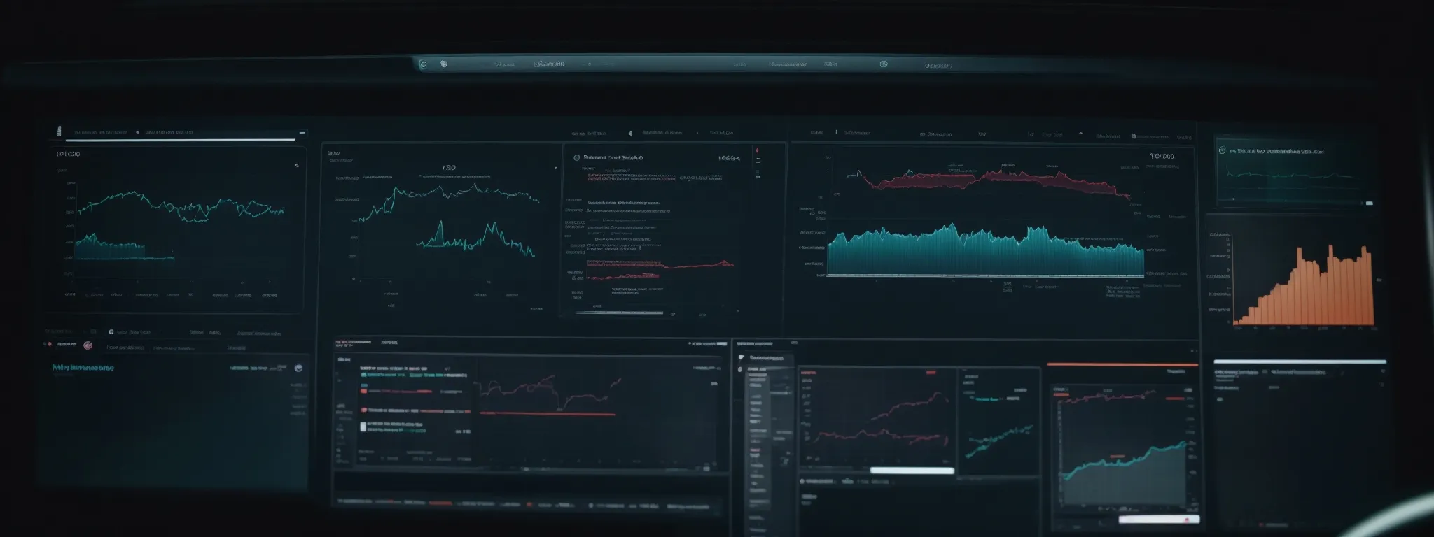 a computer screen displaying an intricate dashboard with analytics and graphs, symbolizing data-driven content marketing strategy tools.