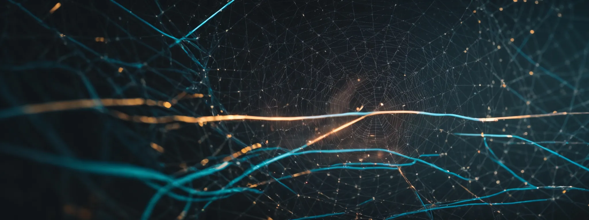 a magnifying glass hovering over a web of connected nodes illustrating network optimization.