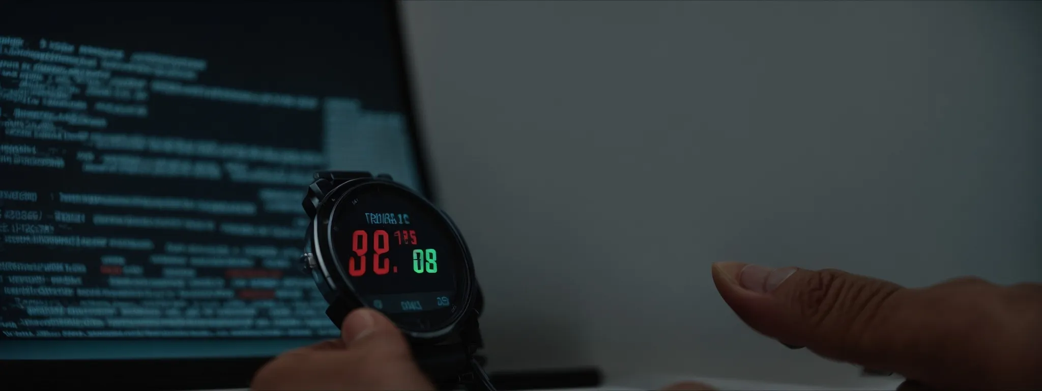 a person clicks a stopwatch to time the loading of a website on a computer screen, symbolizing the improved speed and efficiency.
