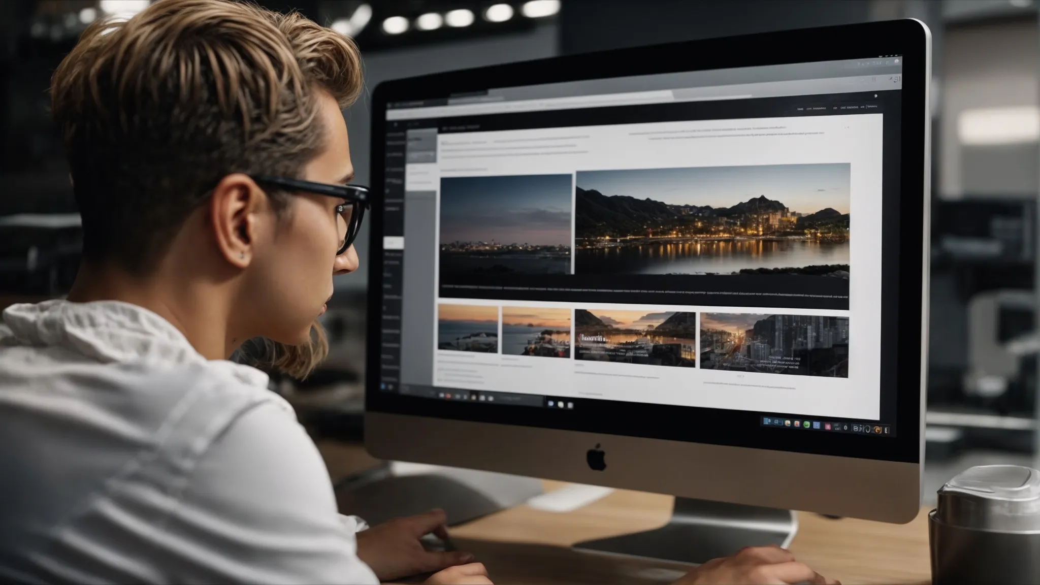 a web developer reviews a clean, structured layout on a computer screen, featuring an accessible website design with iframe integration.