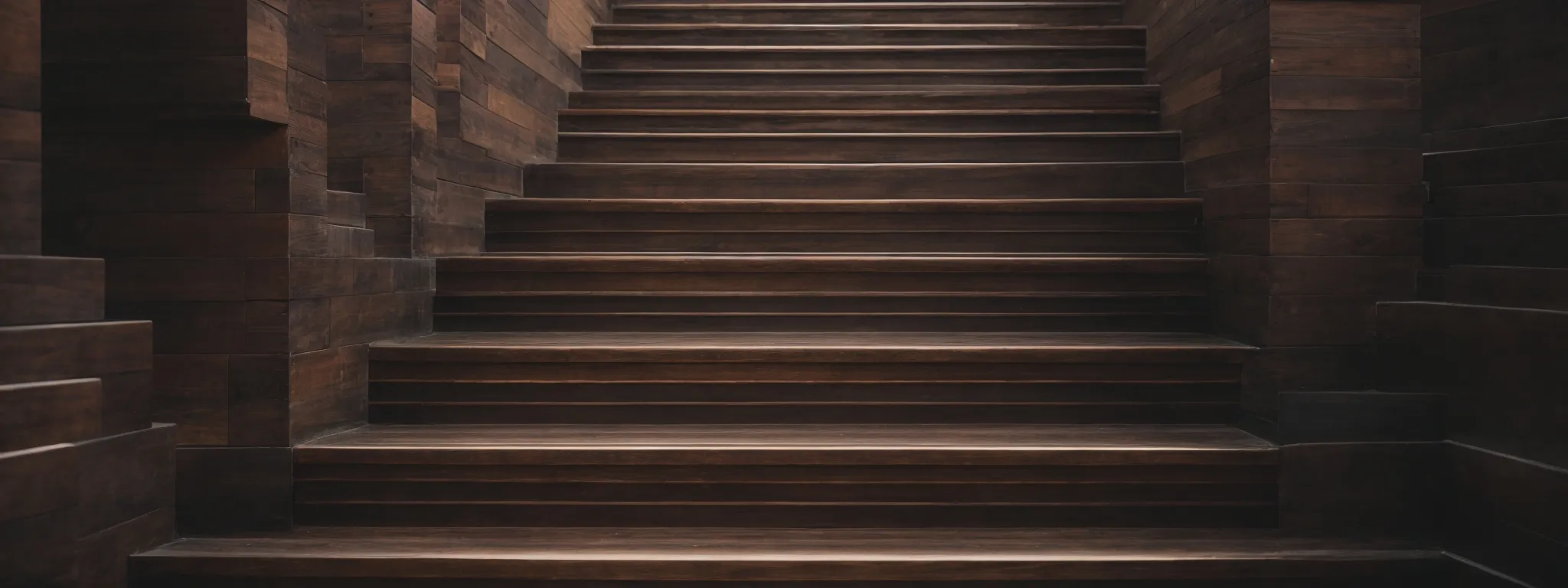 a rising staircase symbolizing the different levels of seo career advancement, with each step representing a new professional echelon.