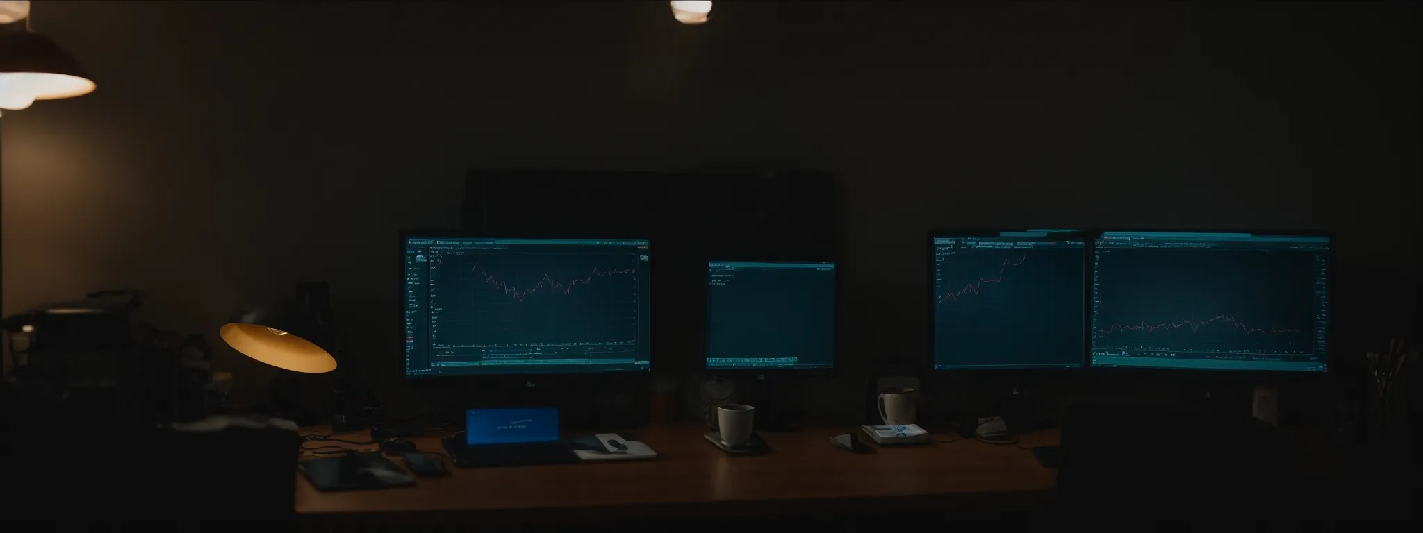a person intently studying a graph showing website performance metrics on a computer screen.