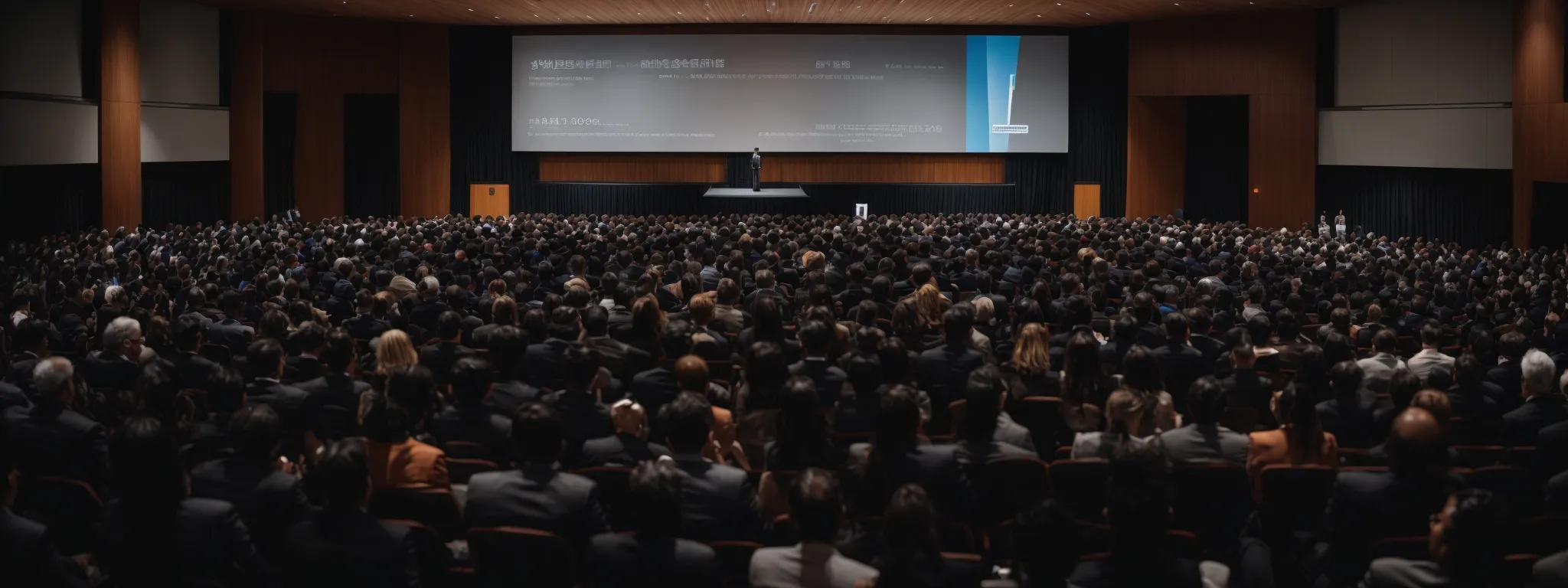 a speaker addresses a large audience in a modern conference hall at an seo event.