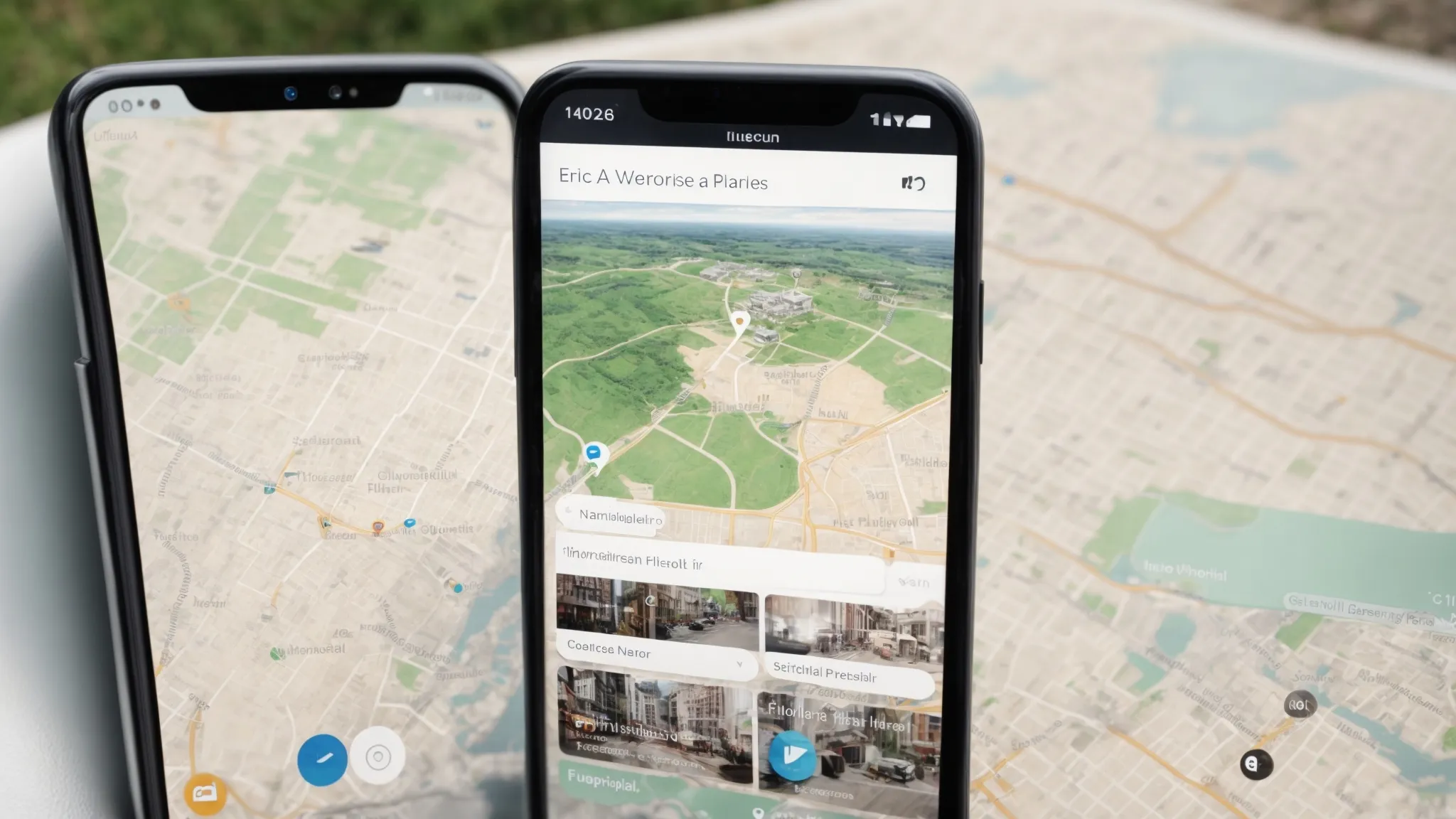 a smartphone displaying a map with local business listings and user-friendly navigation.