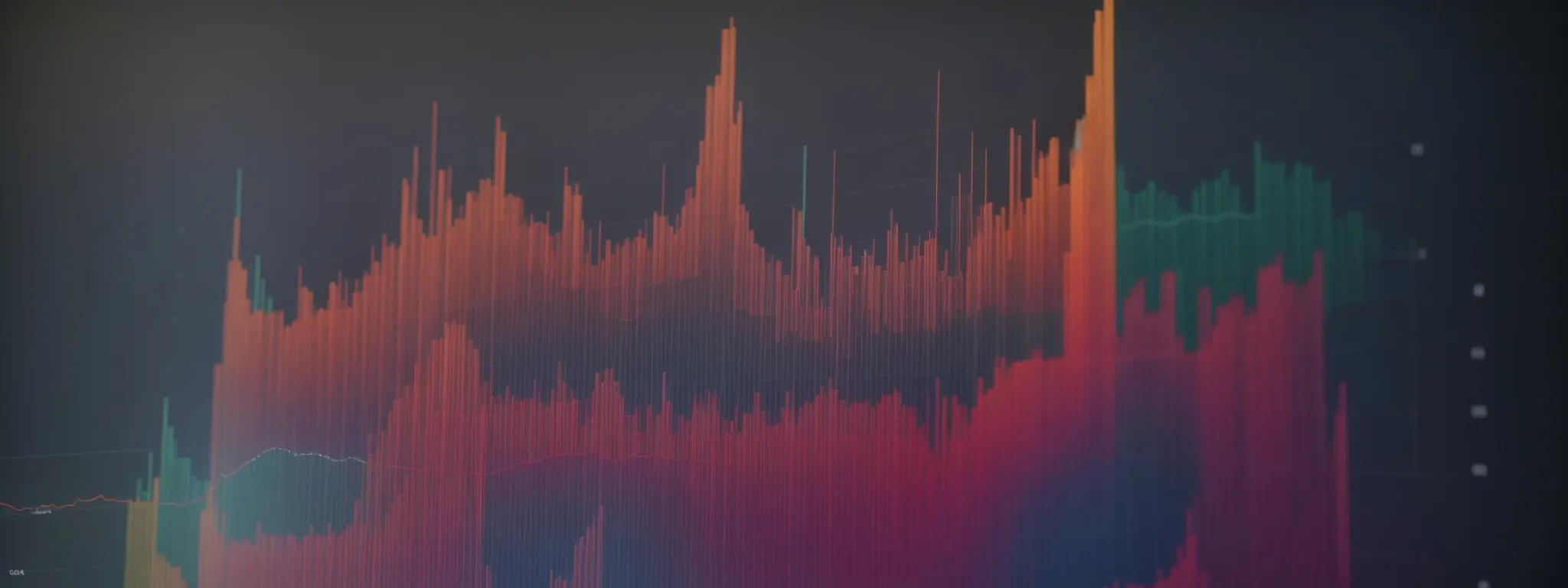 a computer screen displaying a colorful graph that shows a clear upward trend in web traffic.