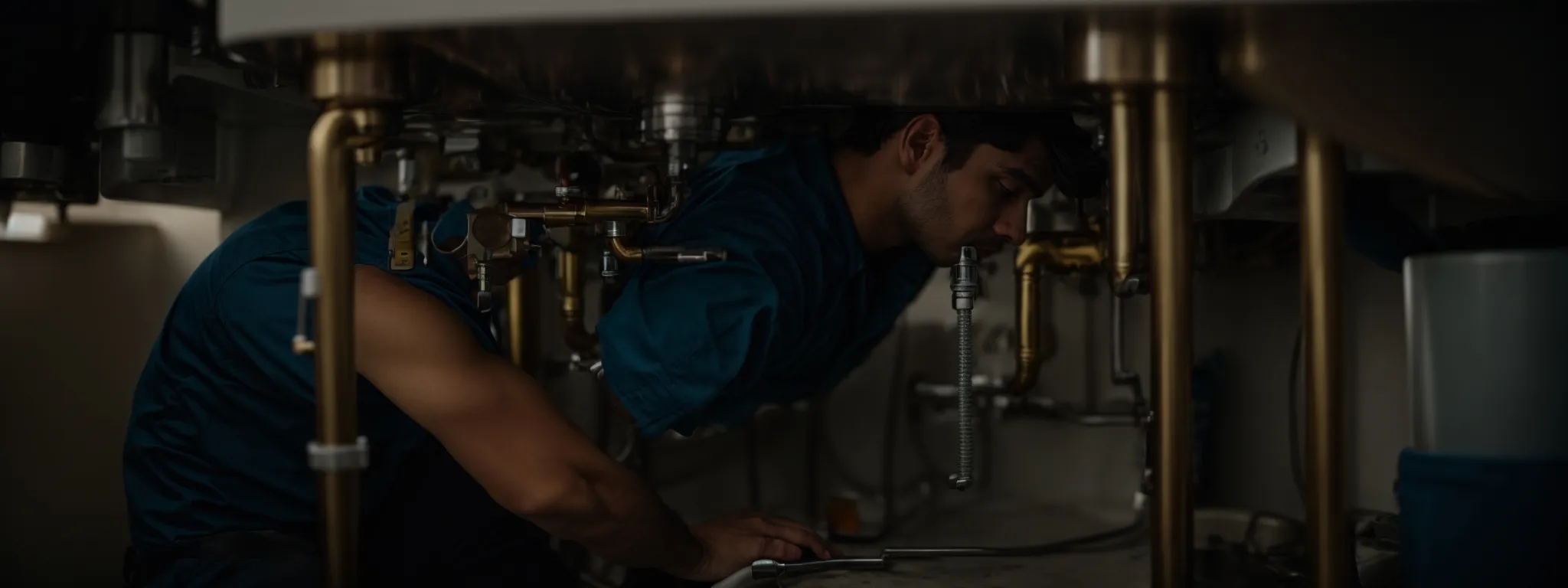a plumber adjusting pipes beneath a sink, highlighting the essential services provided by the industry.