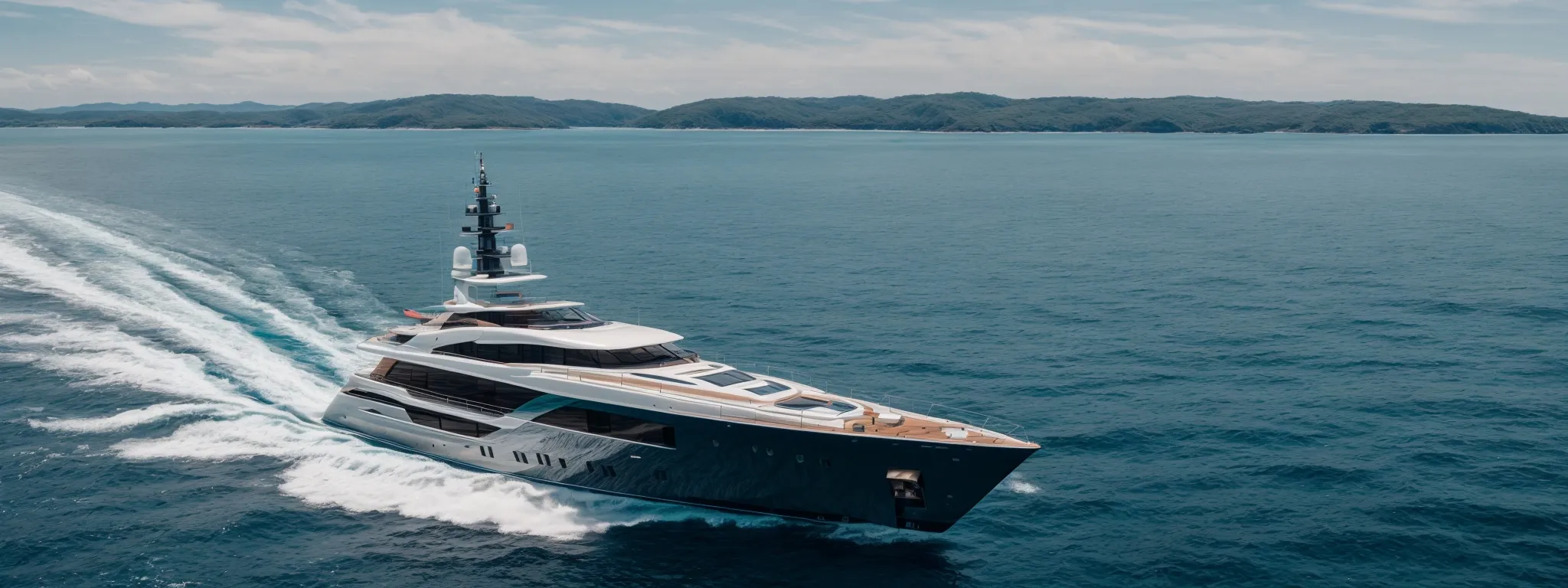 a panoramic view of a yacht setting sail on a clear day, symbolizing the start of a strategic marketing voyage powered by data analysis.