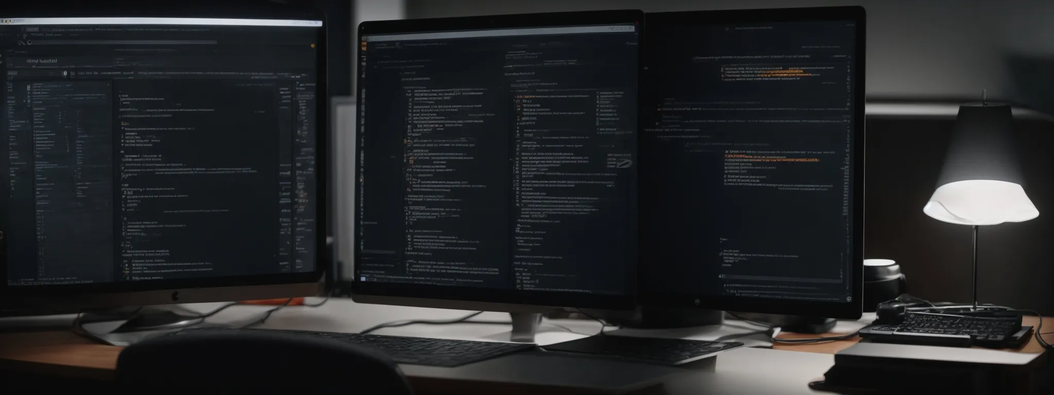 a web developer monitors a fast-loading website on a computer screen, verifying its mobile responsiveness and conducting an seo audit checklist.