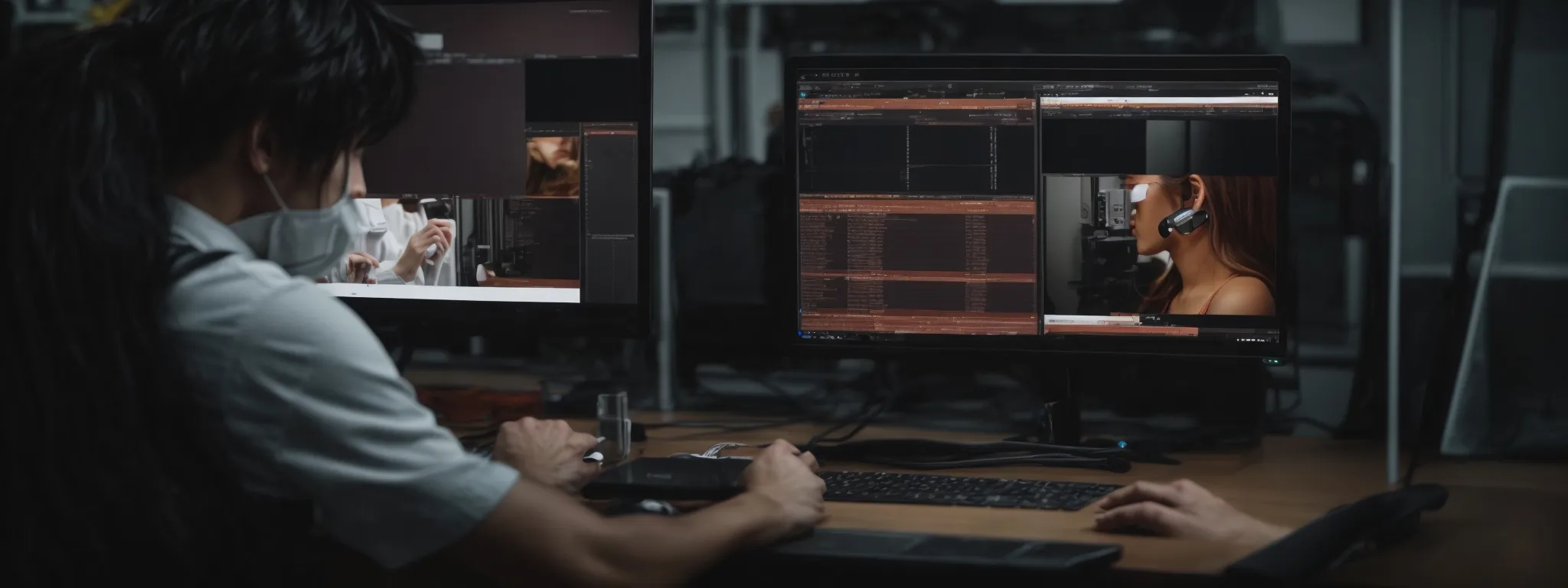 an artist intensely focuses on a computer screen as they perfect a digital face that's indistinguishable from reality.