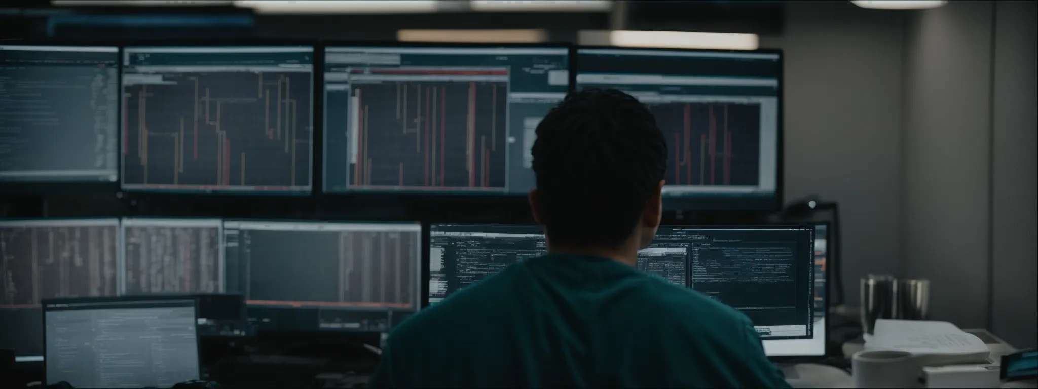 a person working on a computer with multiple browser tabs open indicating research and network building activities.