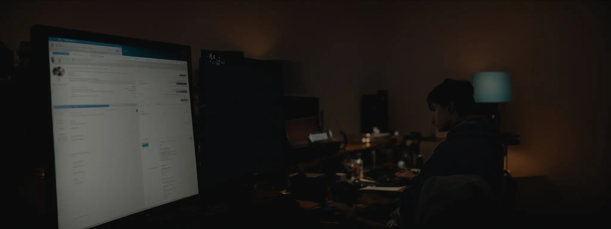 a person sits at a computer, immersed in using the microsoft iis seo toolkit interface to enhance their website's search engine visibility.