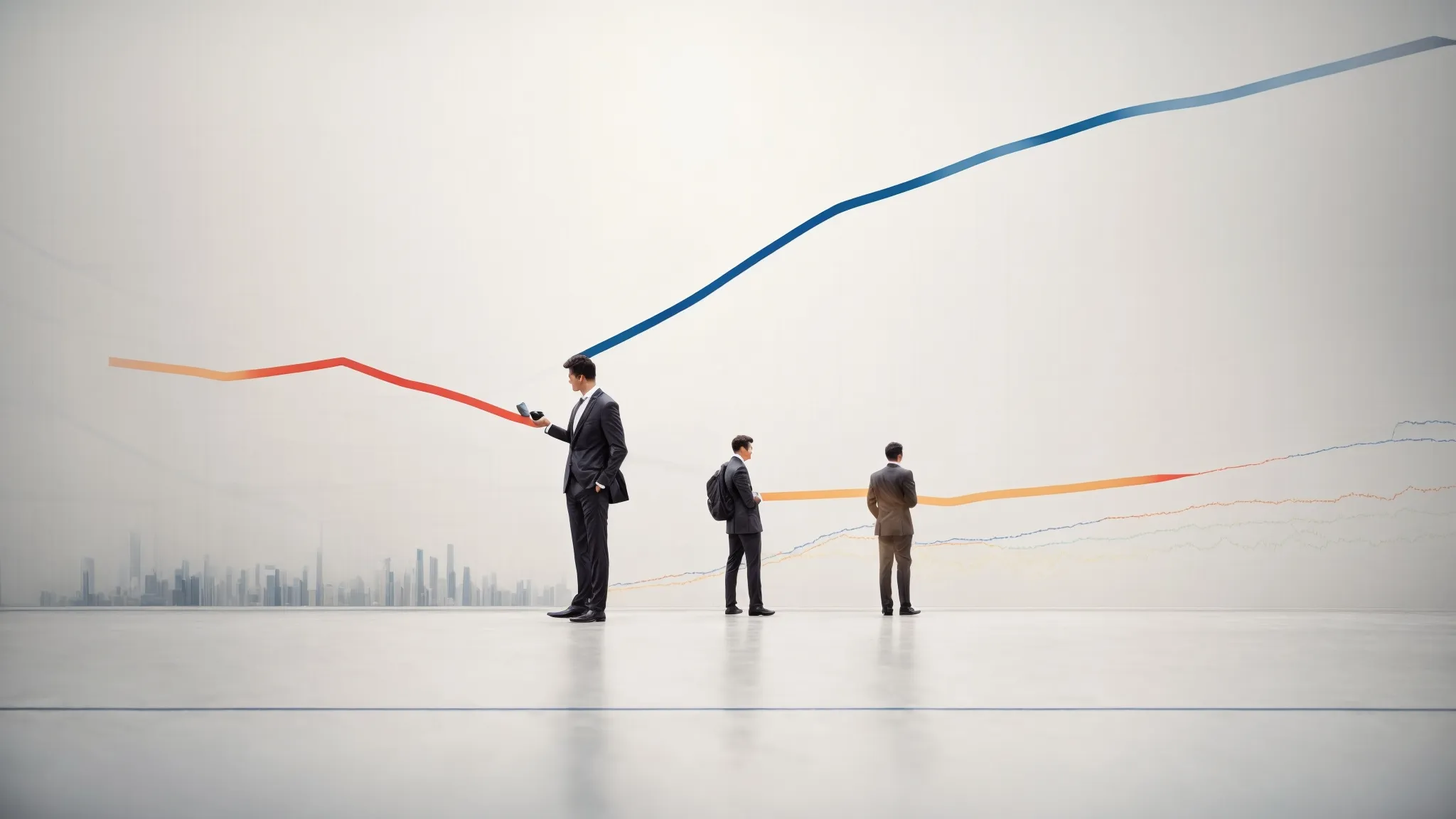 a marketer draws a rising line on a lengthy graph to illustrate the growth impact of long-tail seo strategies.