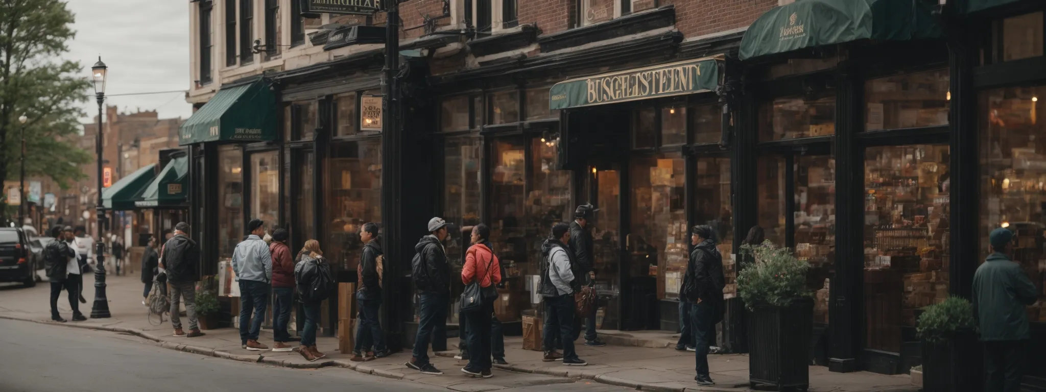 a bustling street in york, pa with diverse businesses highlighting their digital presence through storefronts reflecting modern, tech-savvy appeal.