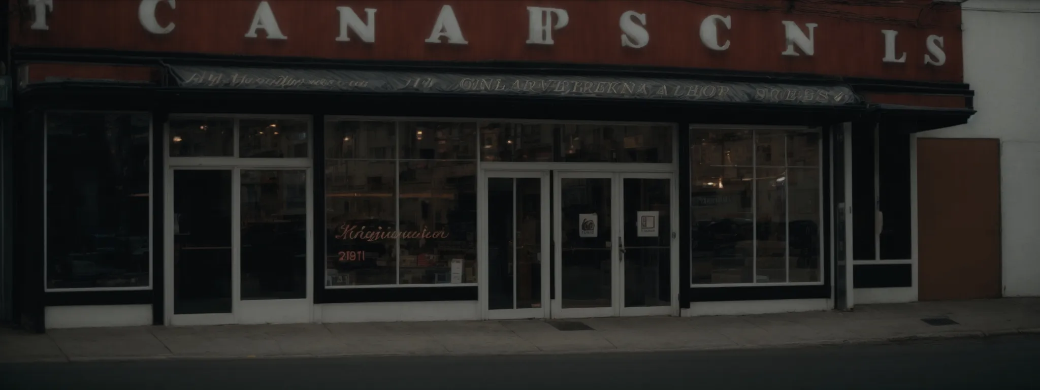 a storefront with a clear, prominent sign displaying the business name, flanked by its address and contact information, emphasizing the significance of coherent nap details for local visibilty.