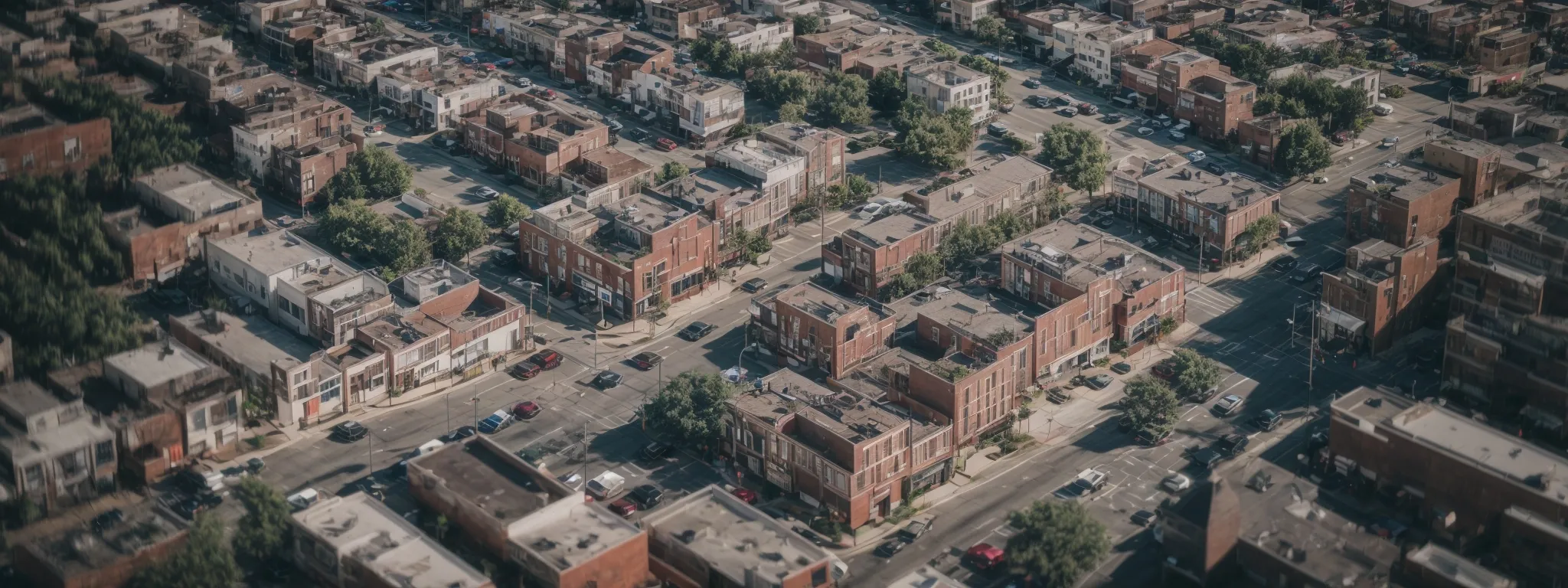 a close-up of a gps map on a mobile device pinpointing local businesses in a lively urban neighborhood.