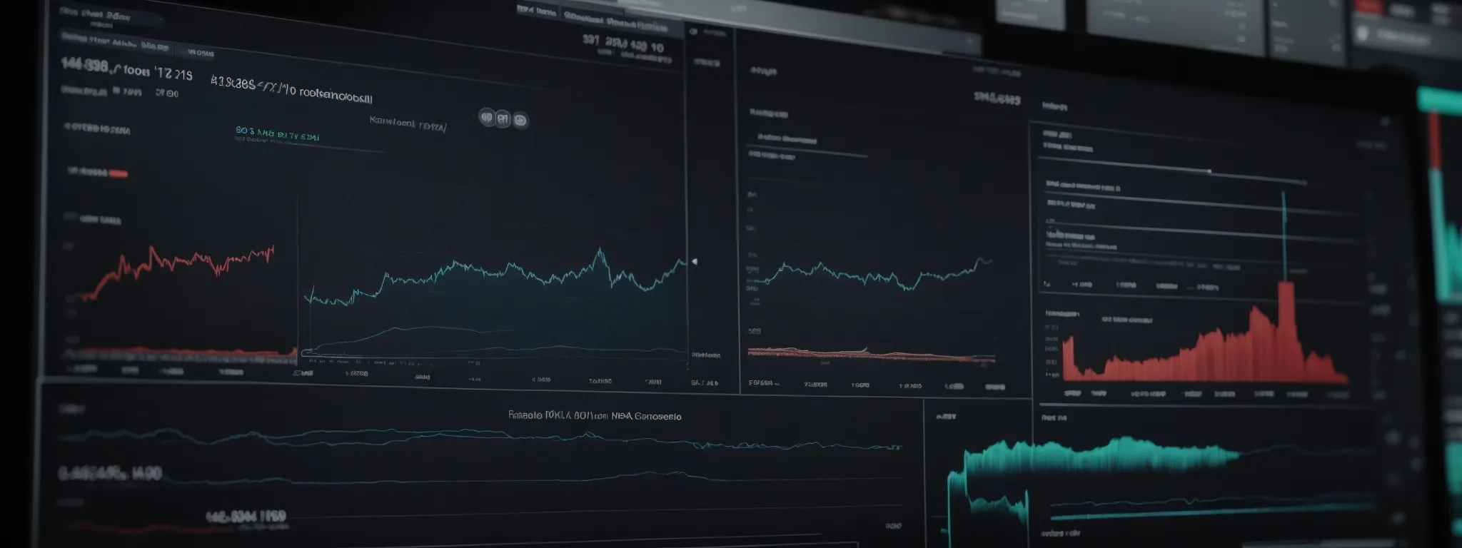 a computer screen displaying intricate graphs and analytics dashboards illustrating website performance metrics.