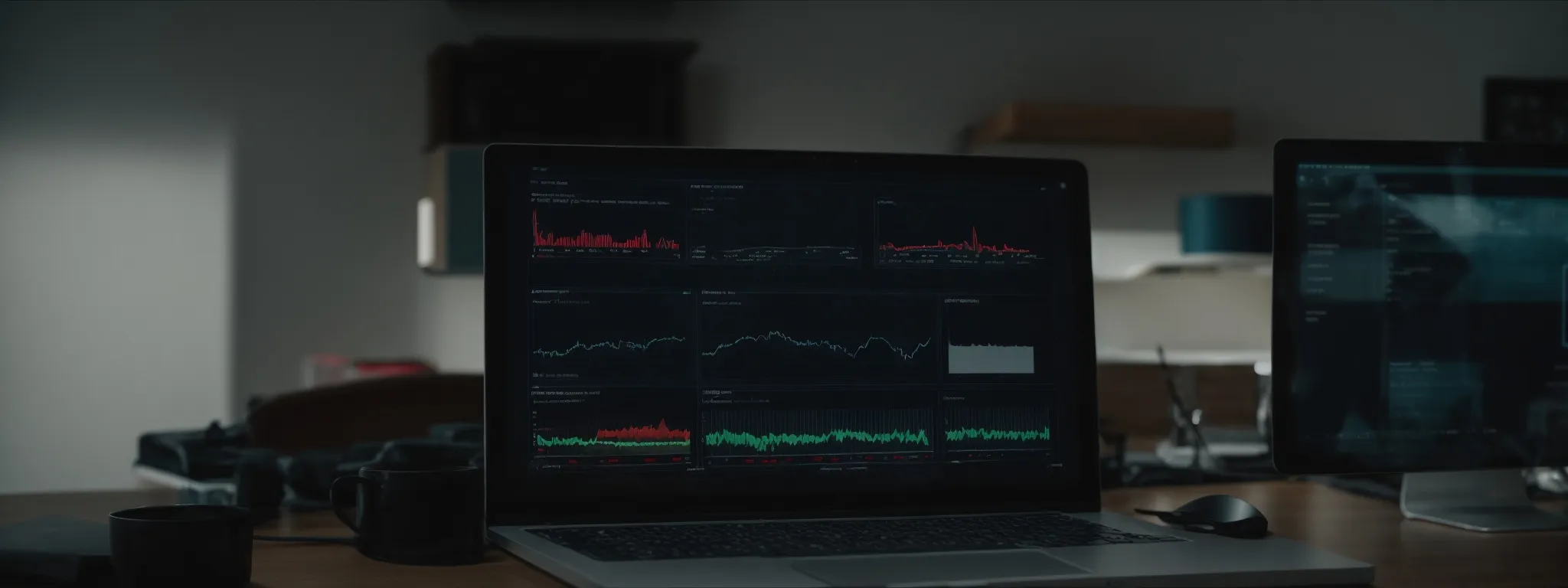 a person looking at an analytics dashboard on a computer screen, reflecting adjustments being made to a website's seo strategy.