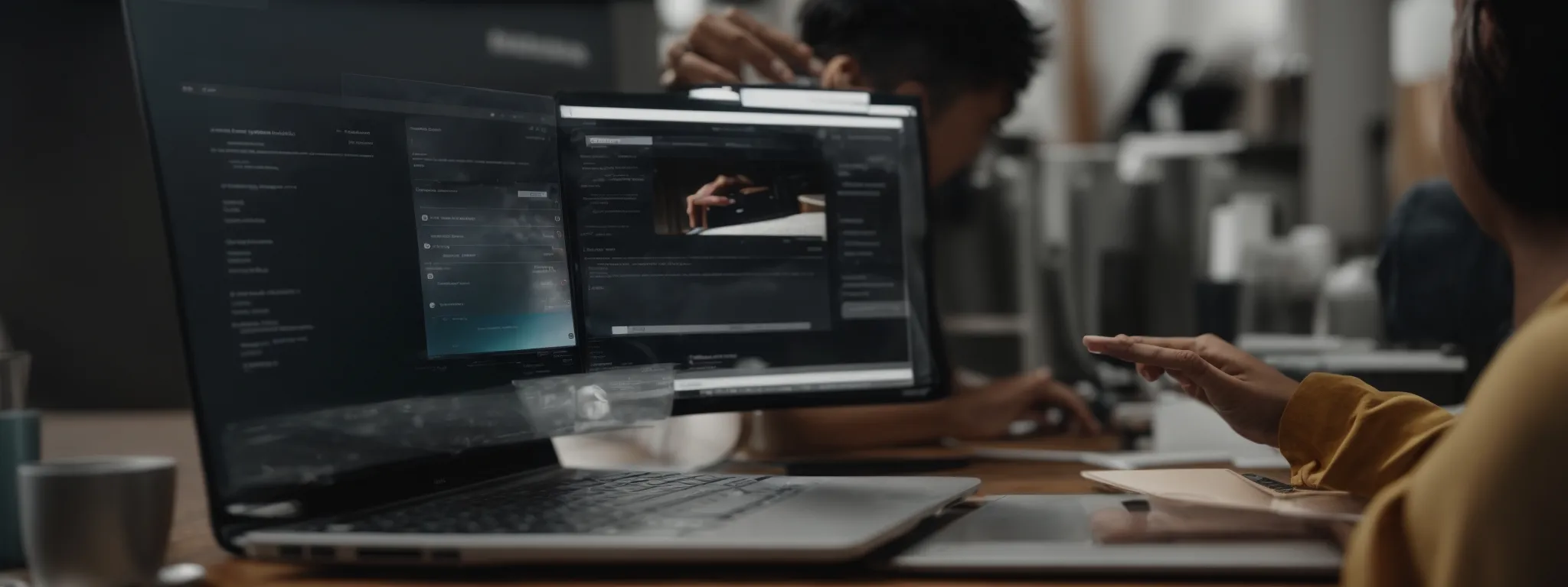 a person interactively engaging with a sleek and fast-loading website on a modern computer screen.