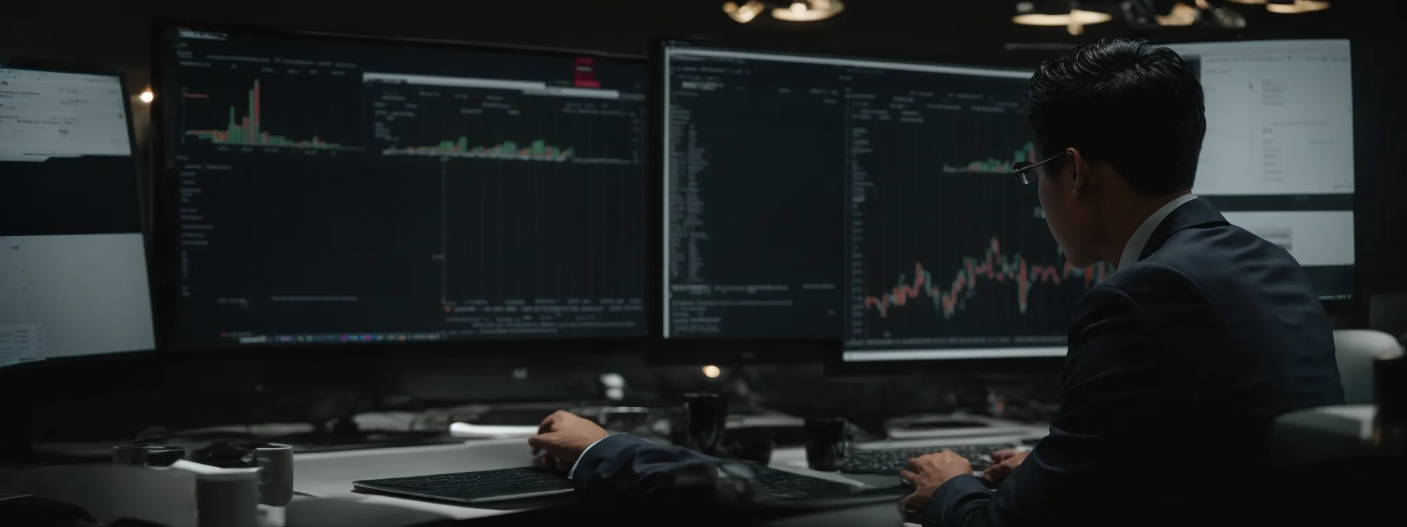 a marketer reviewing analytics on a computer screen, reflecting the success of a personalized email campaign.