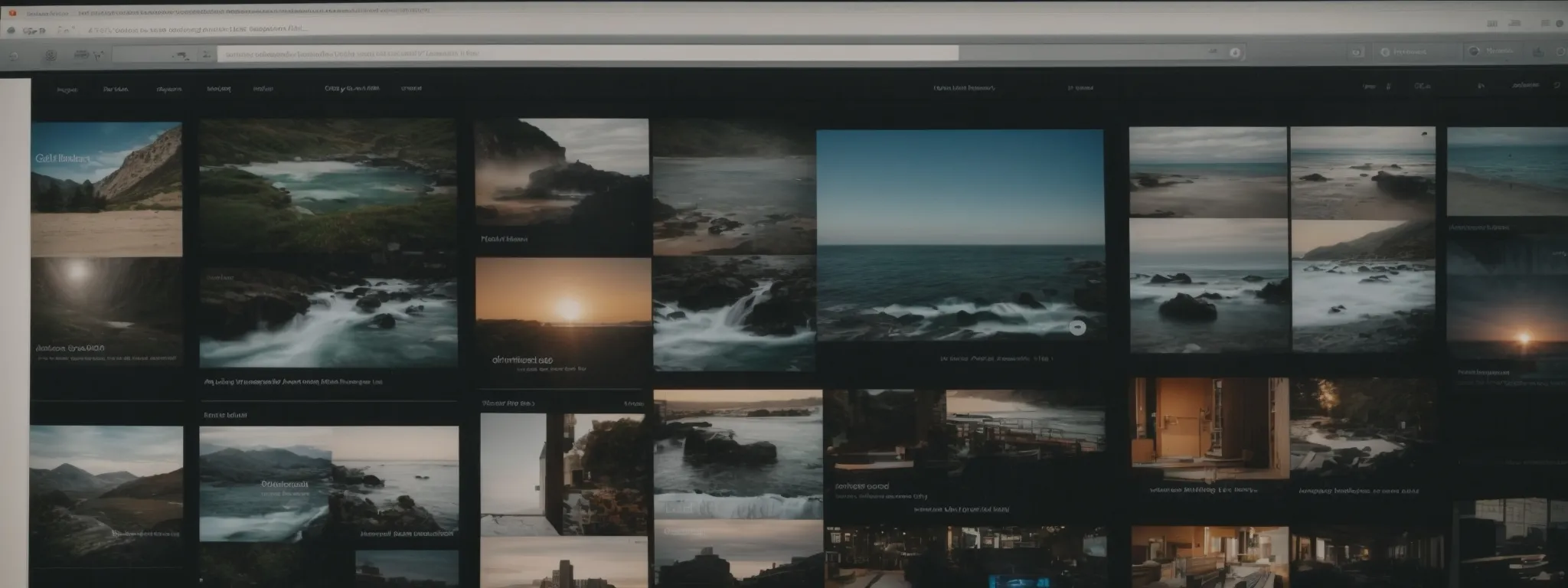 a computer screen displaying a search engine's image results page, highlighting various photographs with visible alt text descriptors.