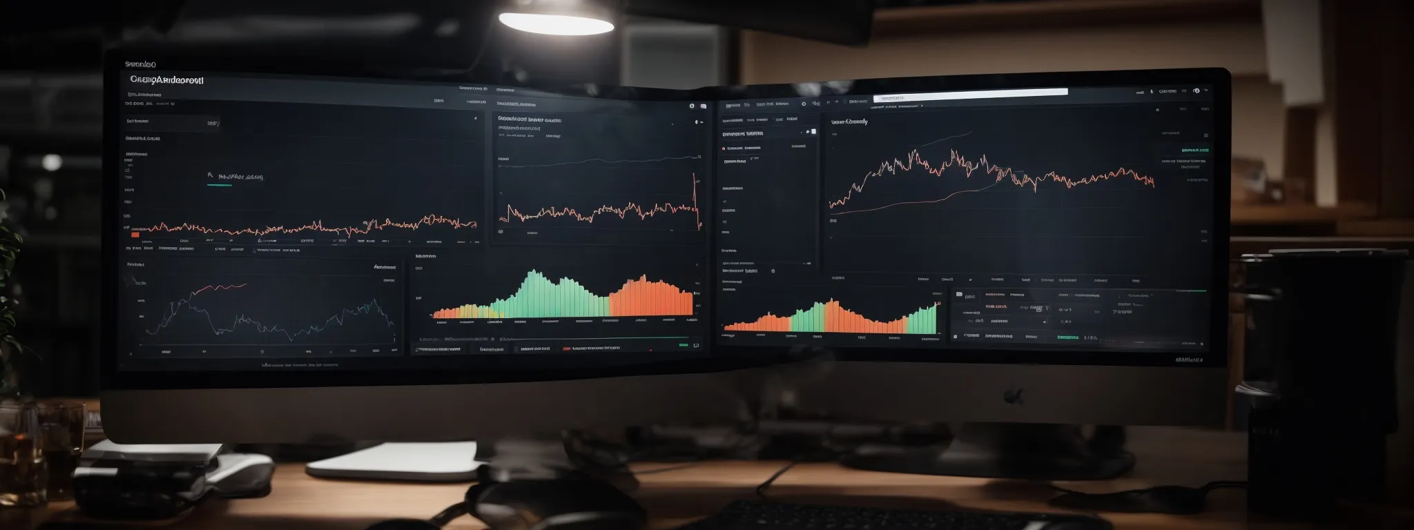 a computer screen displays a shopify store's analytics dashboard with an upward-trending graph, symbolizing seo success.