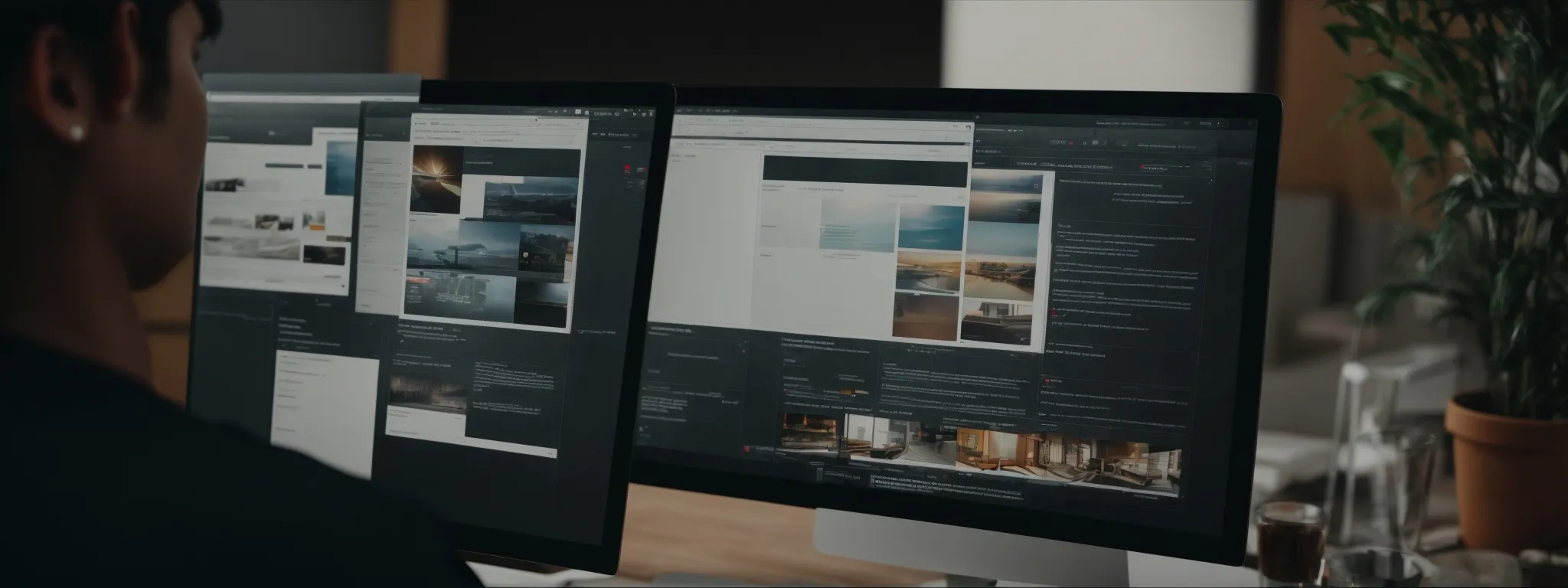 a digital marketer analyzes a site's content architecture on a computer screen with clear, organized headings.
