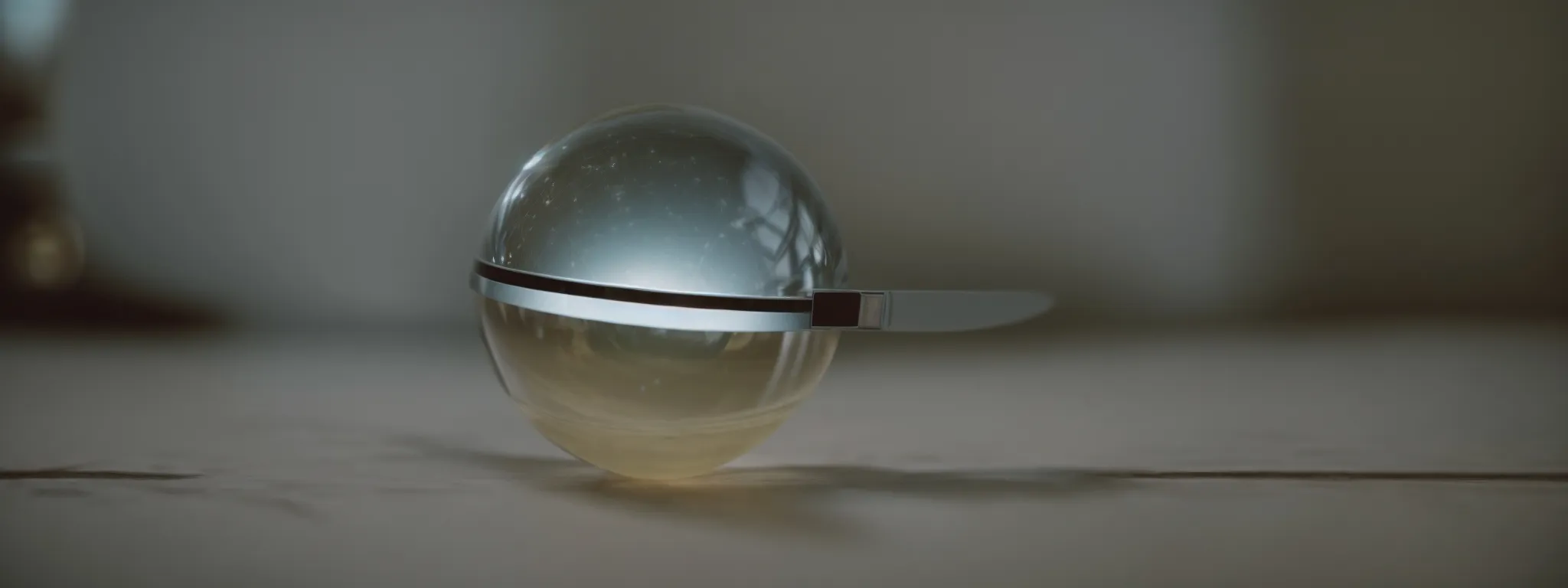 a magnifying glass hovering over a masked globe with a faint digital outline of a search engine's webcrawler in the background.