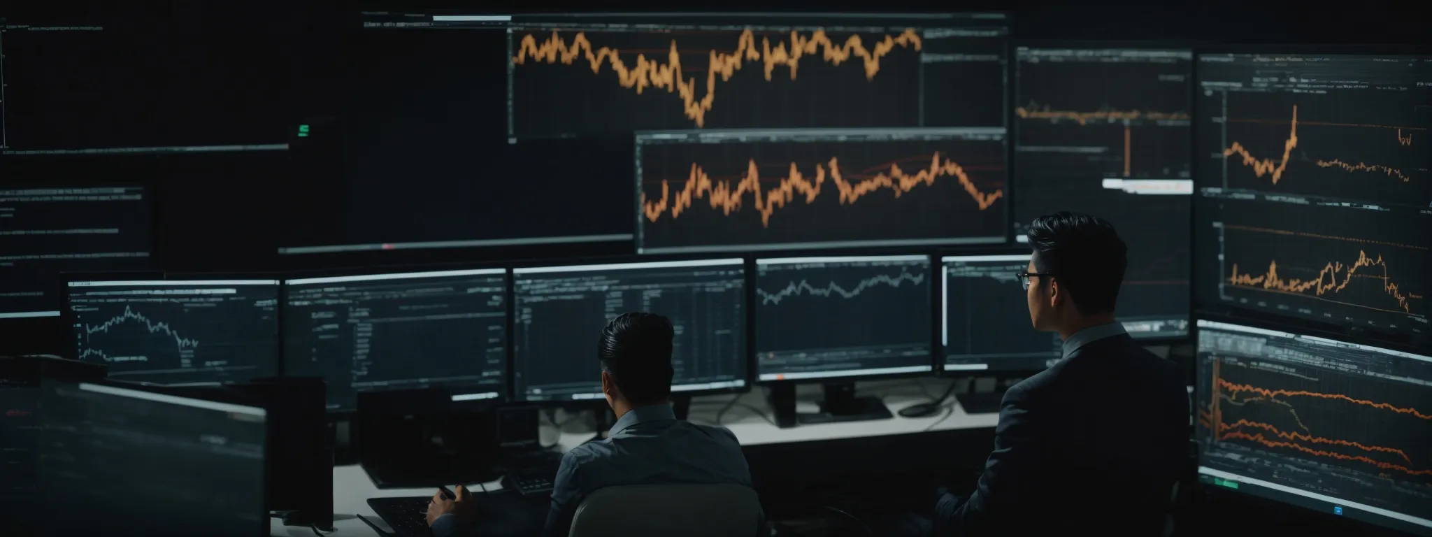 a marketer analyzes data on a computer screen showing organic traffic growth.