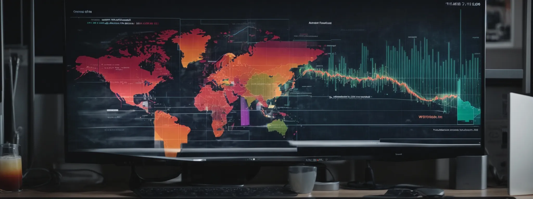 a computer screen displaying colorful charts and graphs representing website analytics data.