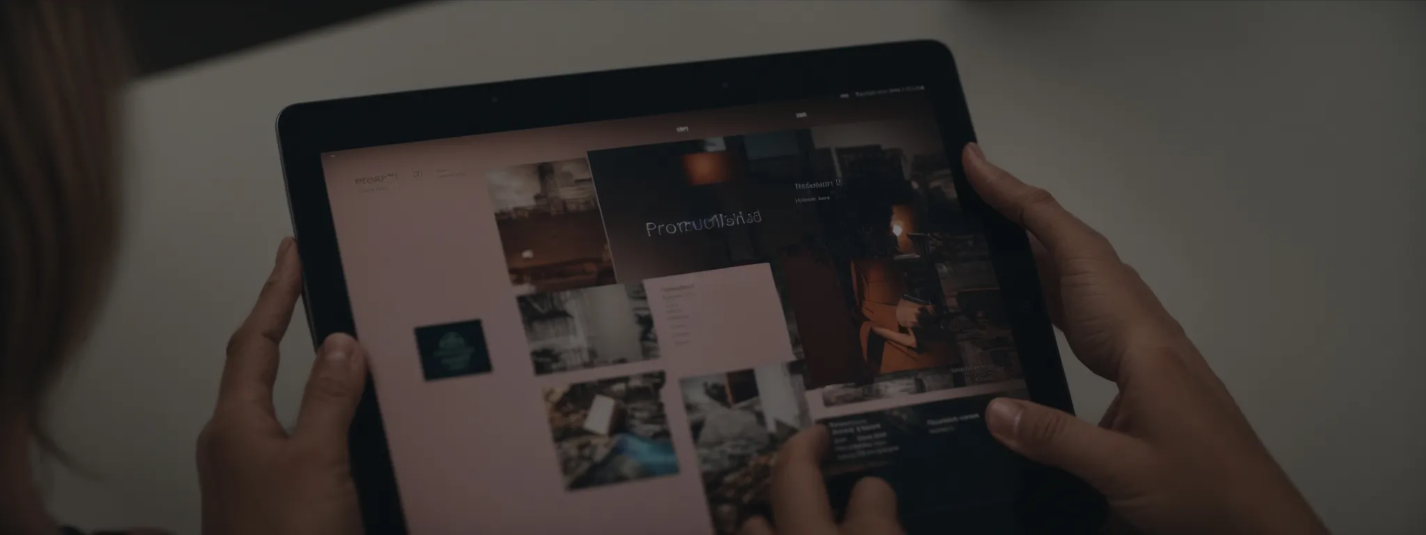 a person browsing through premium digital content on a tablet.