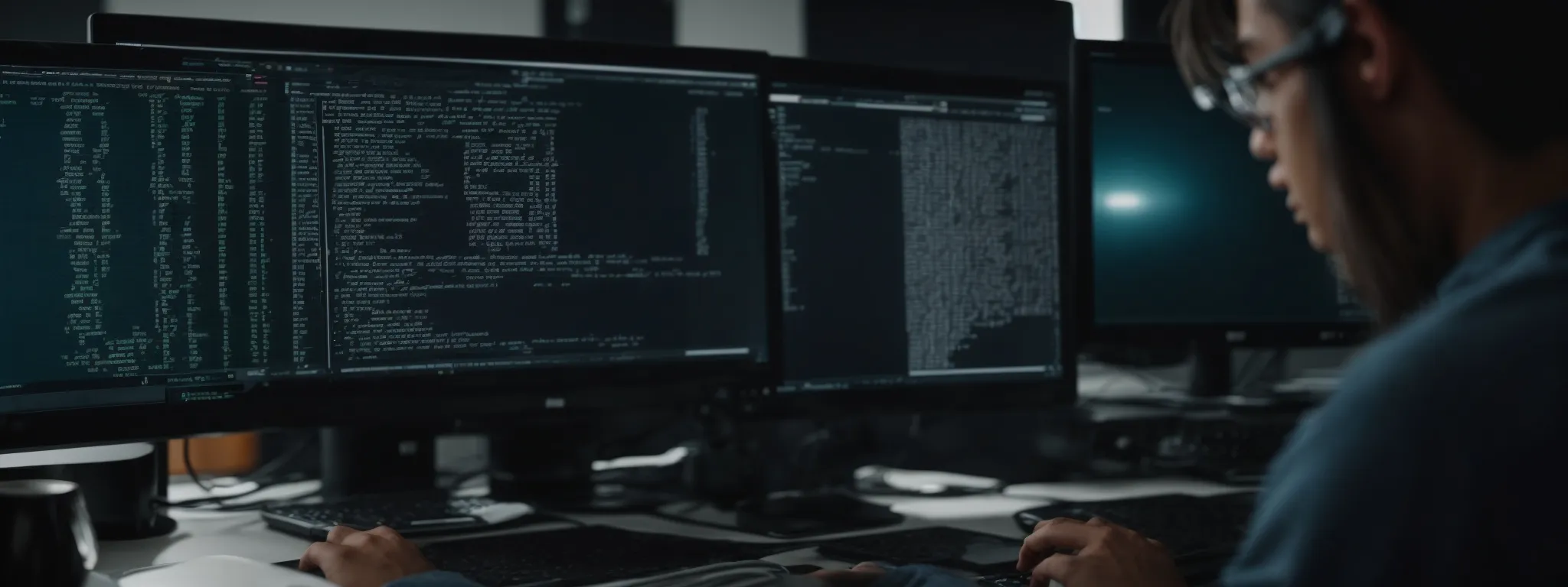 a web developer analyzes a multi-language website's live code on a computer screen to ensure accurate hreflang tag implementation.