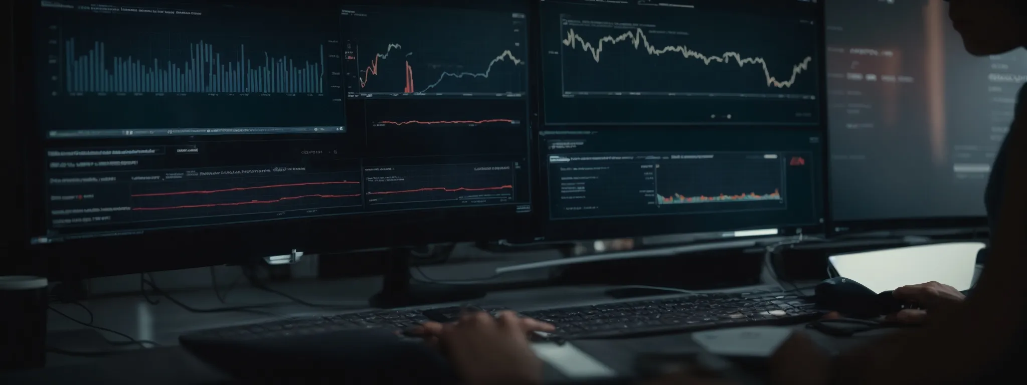 a person analyzing graphs and metrics on a computer dashboard related to social media performance.