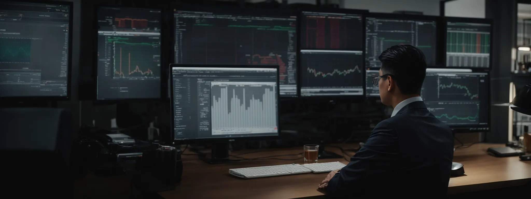 a scene of a marketer analyzing graphs on a computer that reflect customer engagement and revenue growth over time.