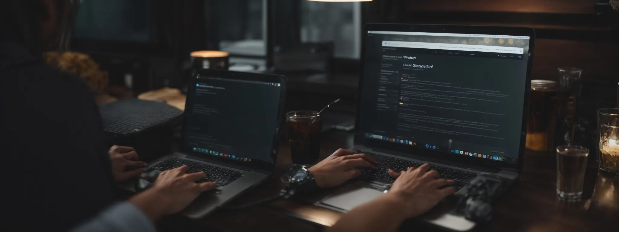 a person typing on a laptop with an open wordpress dashboard on the screen, surrounded by icons representing different websites and connections.