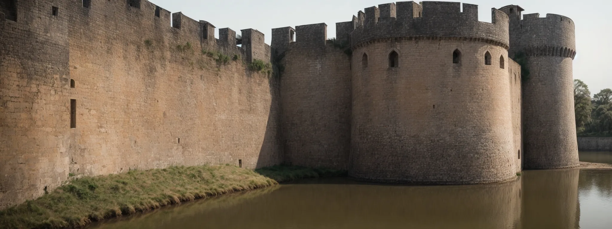 a fortress wall surrounded by a moat represents the robust defense against seo scams.