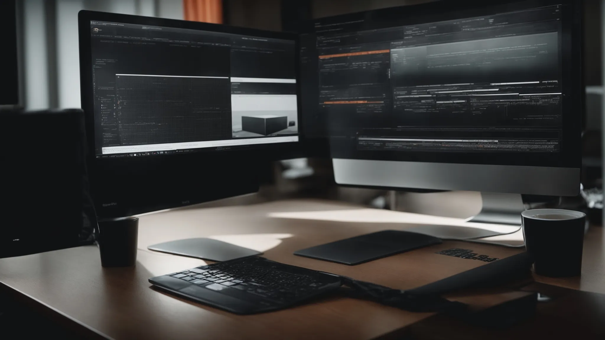a web designer optimizing a website layout on a computer screen while considering both ux and seo metrics.