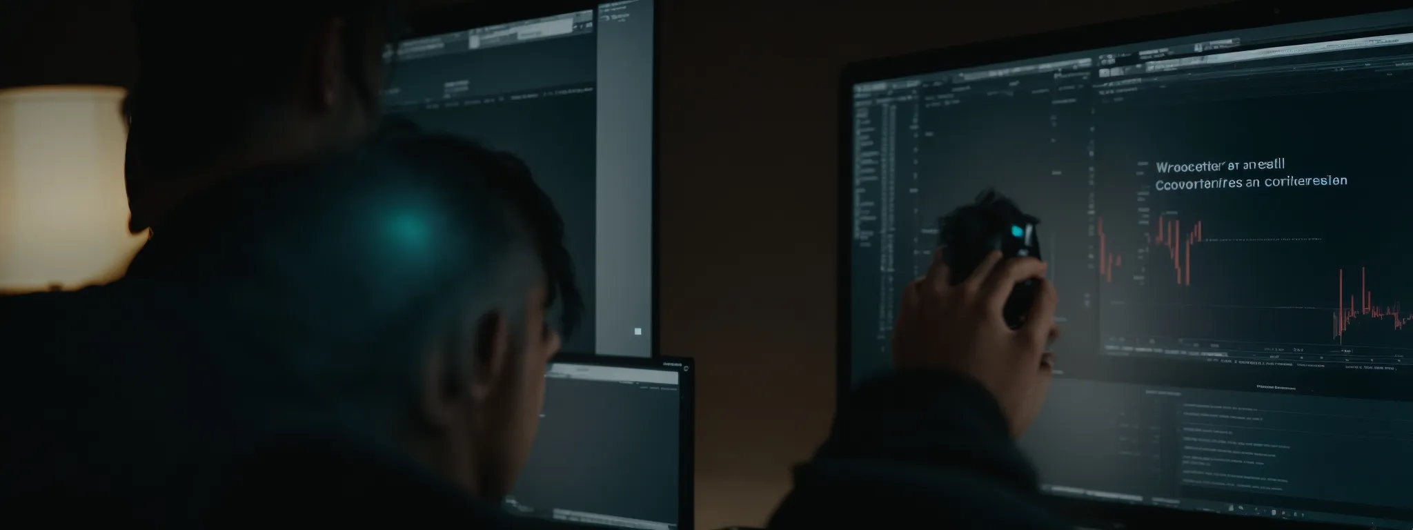 a person intently observes a computer screen displaying a website's loading progress bar.